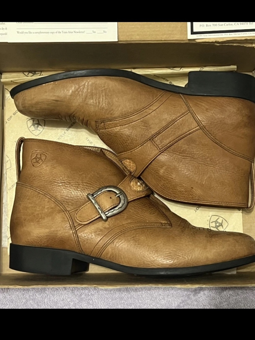 1992 Vintage Ariat Juliet Genuine Leather Western Boots Buckle Women’s 8.5